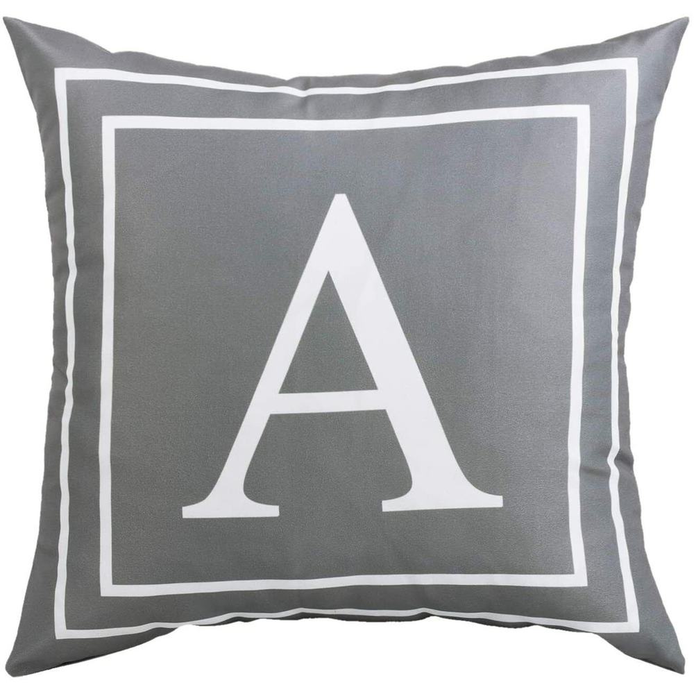 Alphabet A Throw Pillow Case 18 x 18 Inch Fascidorm Gray Pillow Cover English
